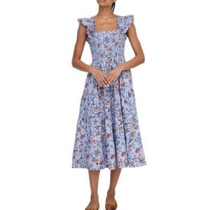 Hill House The Ellie Nap Ruffle Tiered Floral Midi Dress Women’s Small Boho